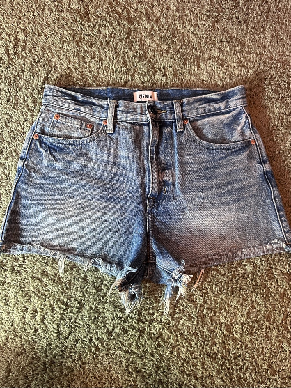 Pistola High-Rise Distressed Denim Shorts